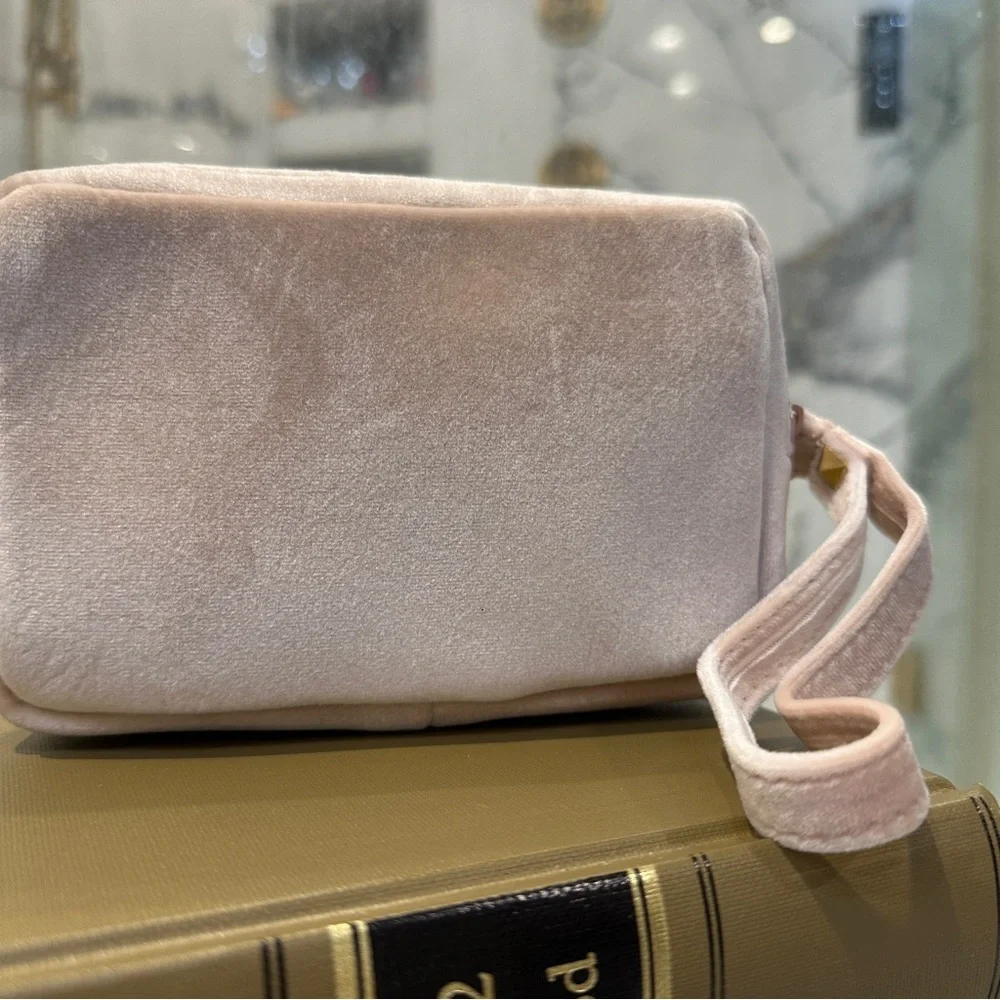 Valentino | VLogo | Velvet Zip Pouch Wristlet Blush Nude GWP